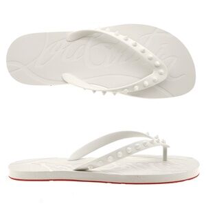 Christian Louboutin Loubi Flip Flop White Rubber Size 9 US New